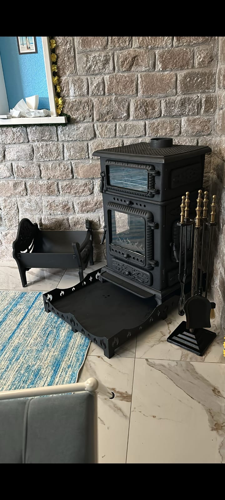 MODENA FIRINLI DÖKÜM ŞÖMİNE SET ( YAN KAPAKLI VE CAMLI )